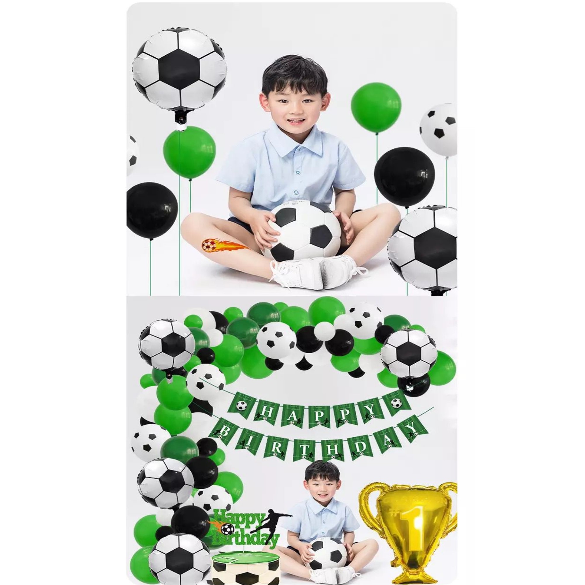 SET DE GLOBOS Y ADORNOS PARA CUMPLEAÑOS FUTBOL SOCCER