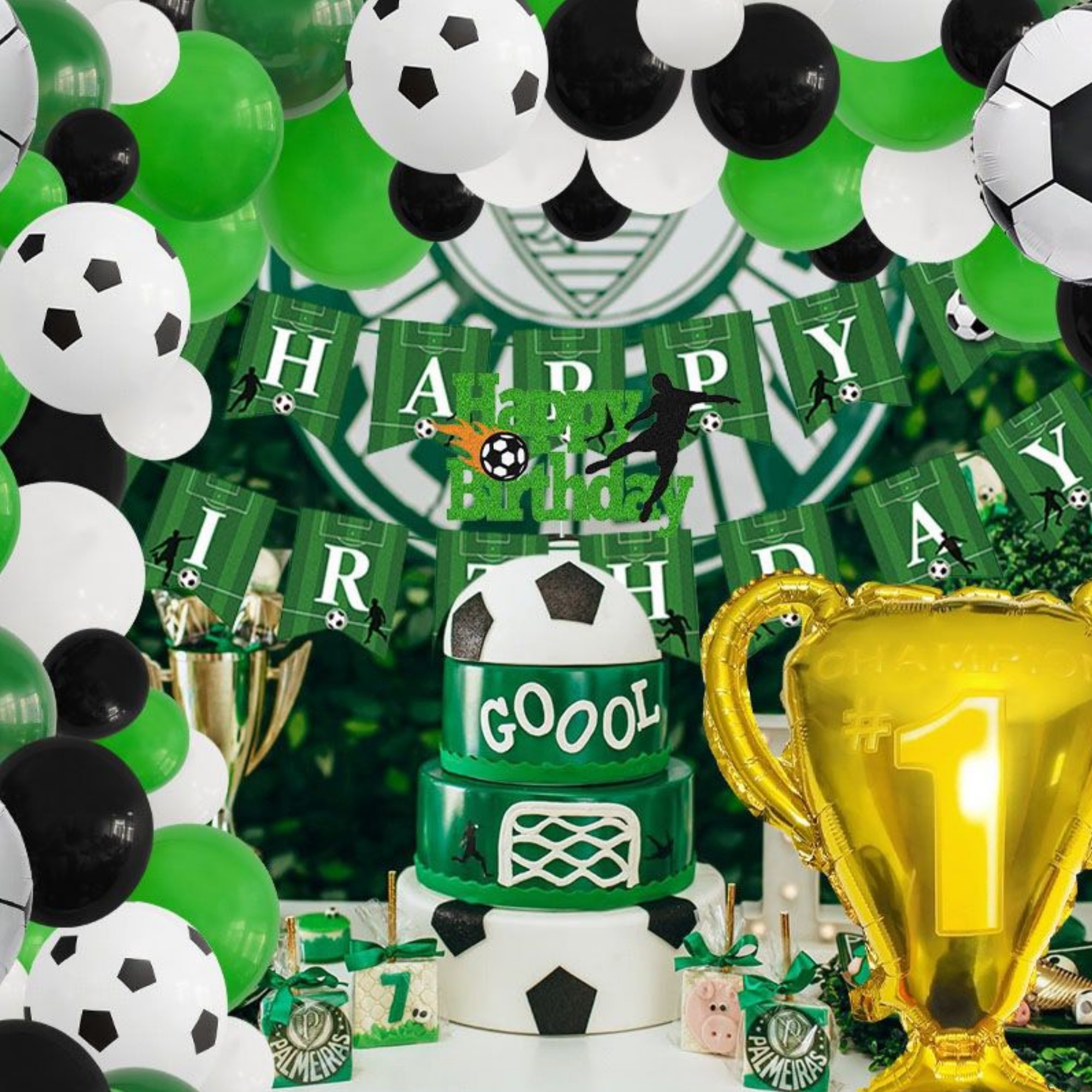 SET DE GLOBOS Y ADORNOS PARA CUMPLEAÑOS FUTBOL SOCCER