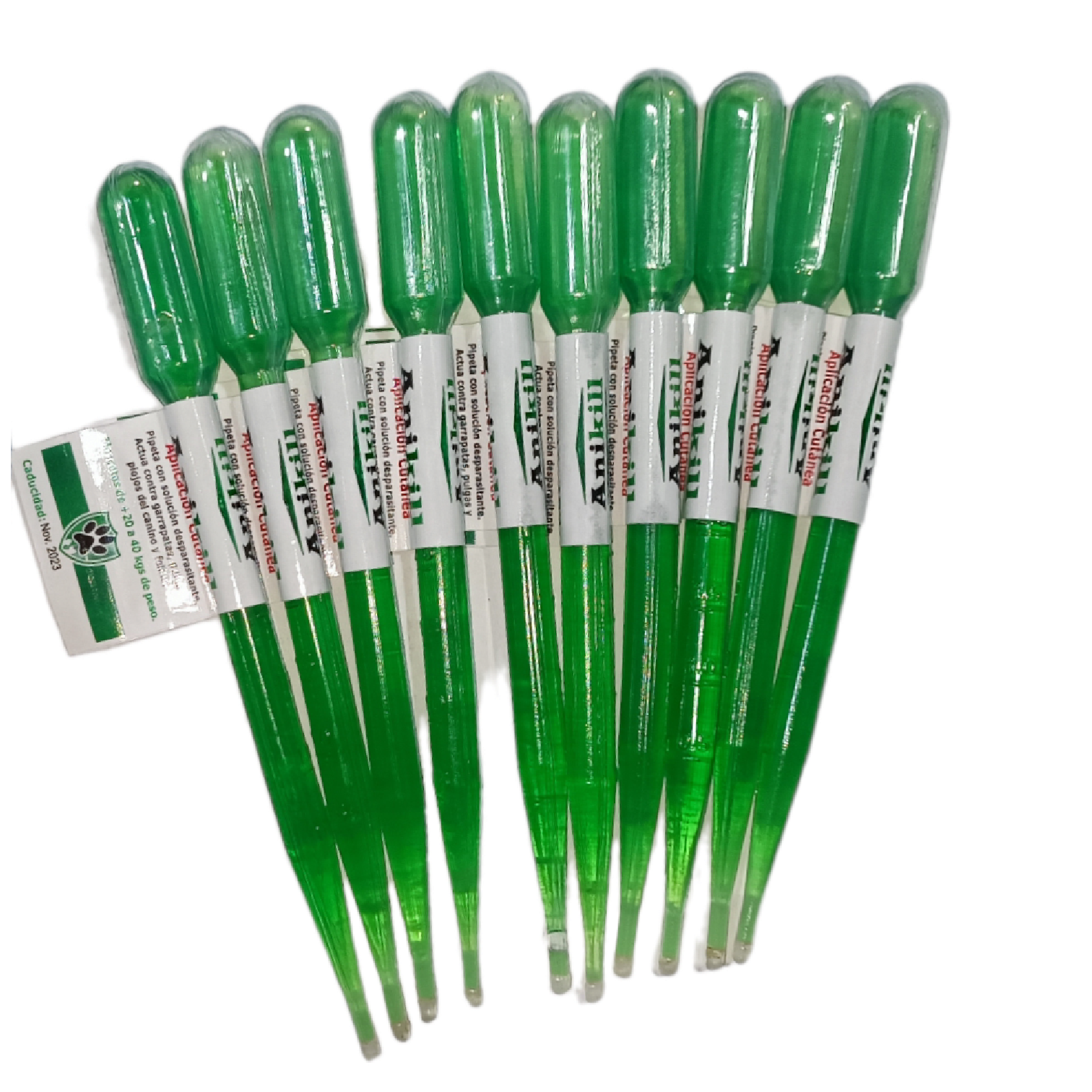 10 Pipetas Verdes Antipulgas y garrapatas con 4% de activo