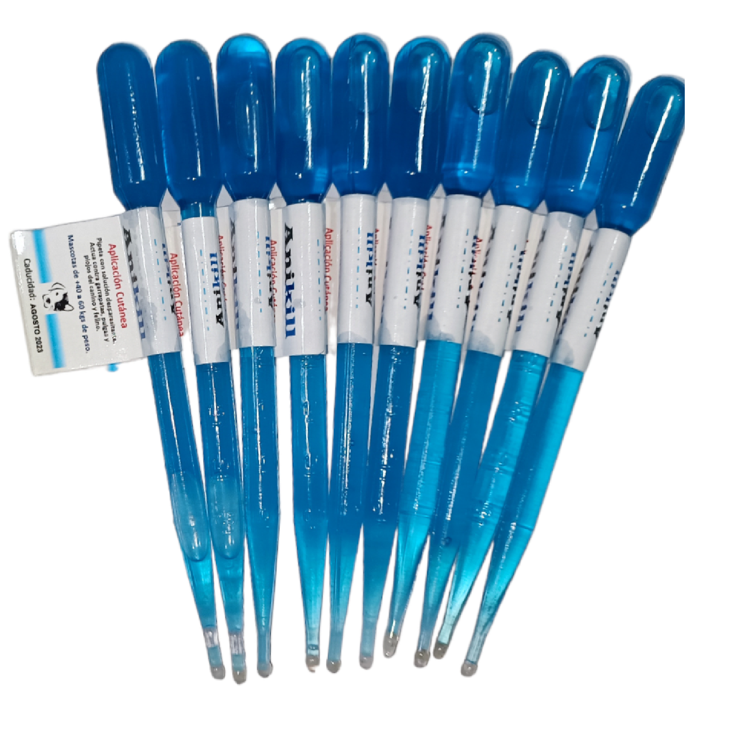 10 Pipetas Azules Antipulgas y garrapatas con 5% de activo