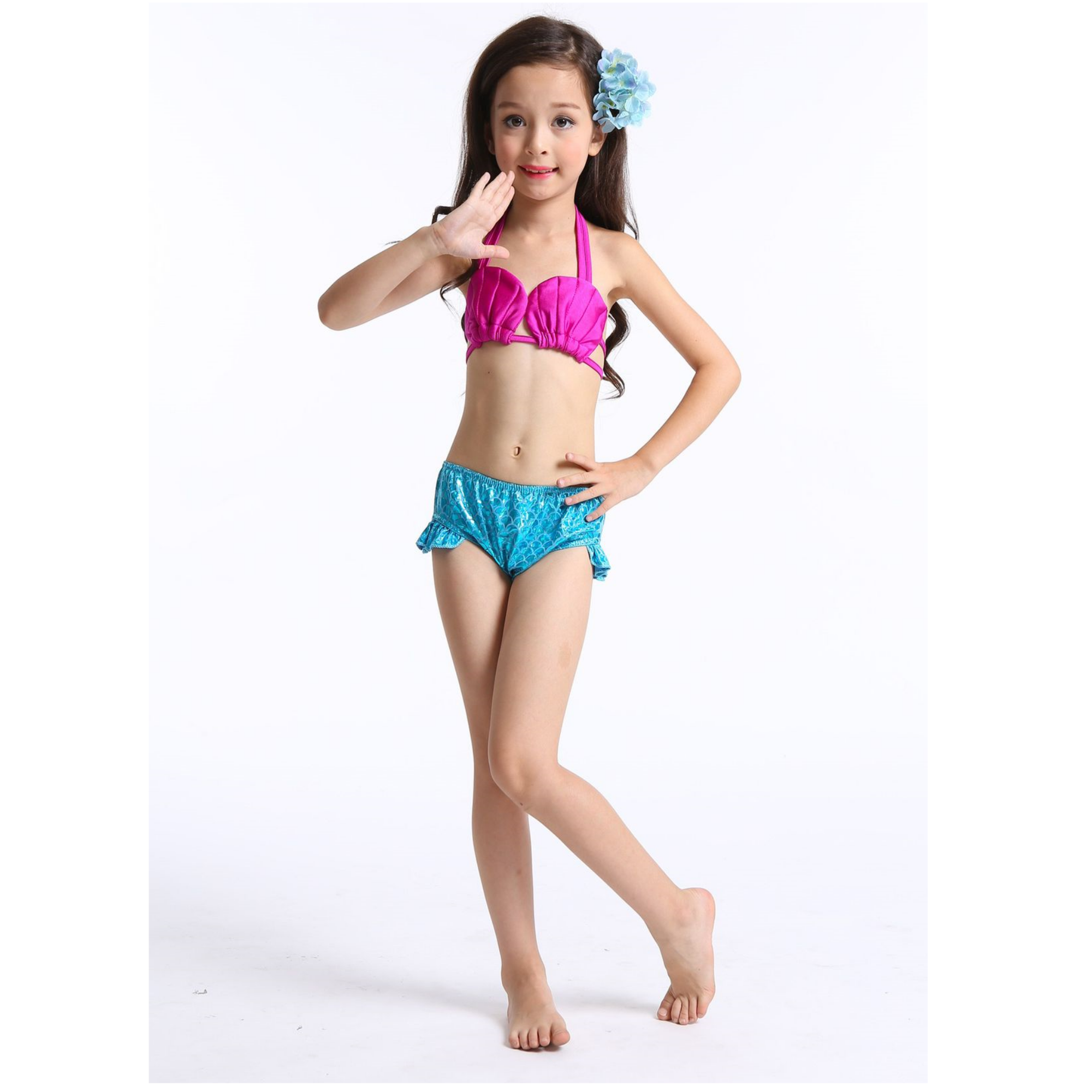 Traje De Baño Bikini  Disfraz de Sirena para Niñas 3 Piezas 