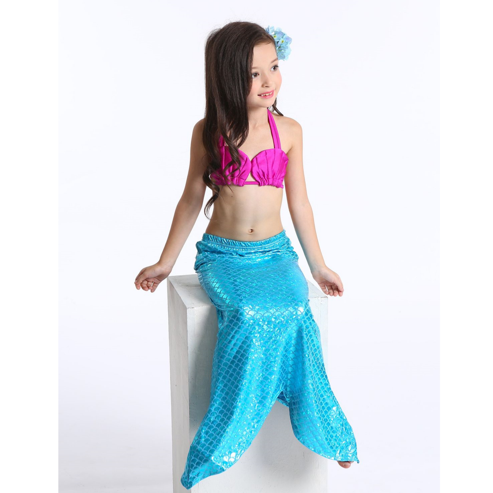 Traje De Baño Bikini  Disfraz de Sirena para Niñas 3 Piezas 