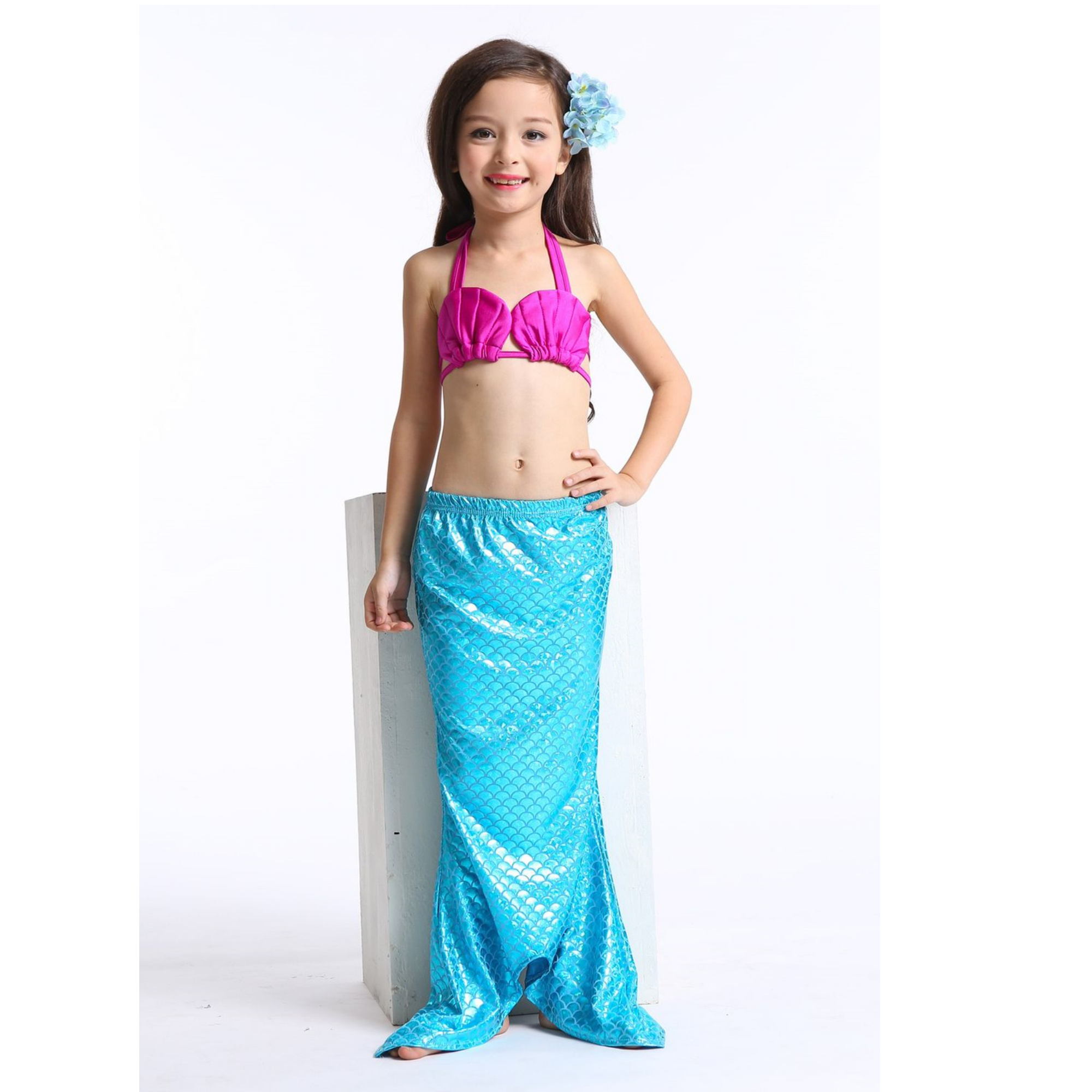 Traje De Baño Bikini  Disfraz de Sirena para Niñas 3 Piezas 