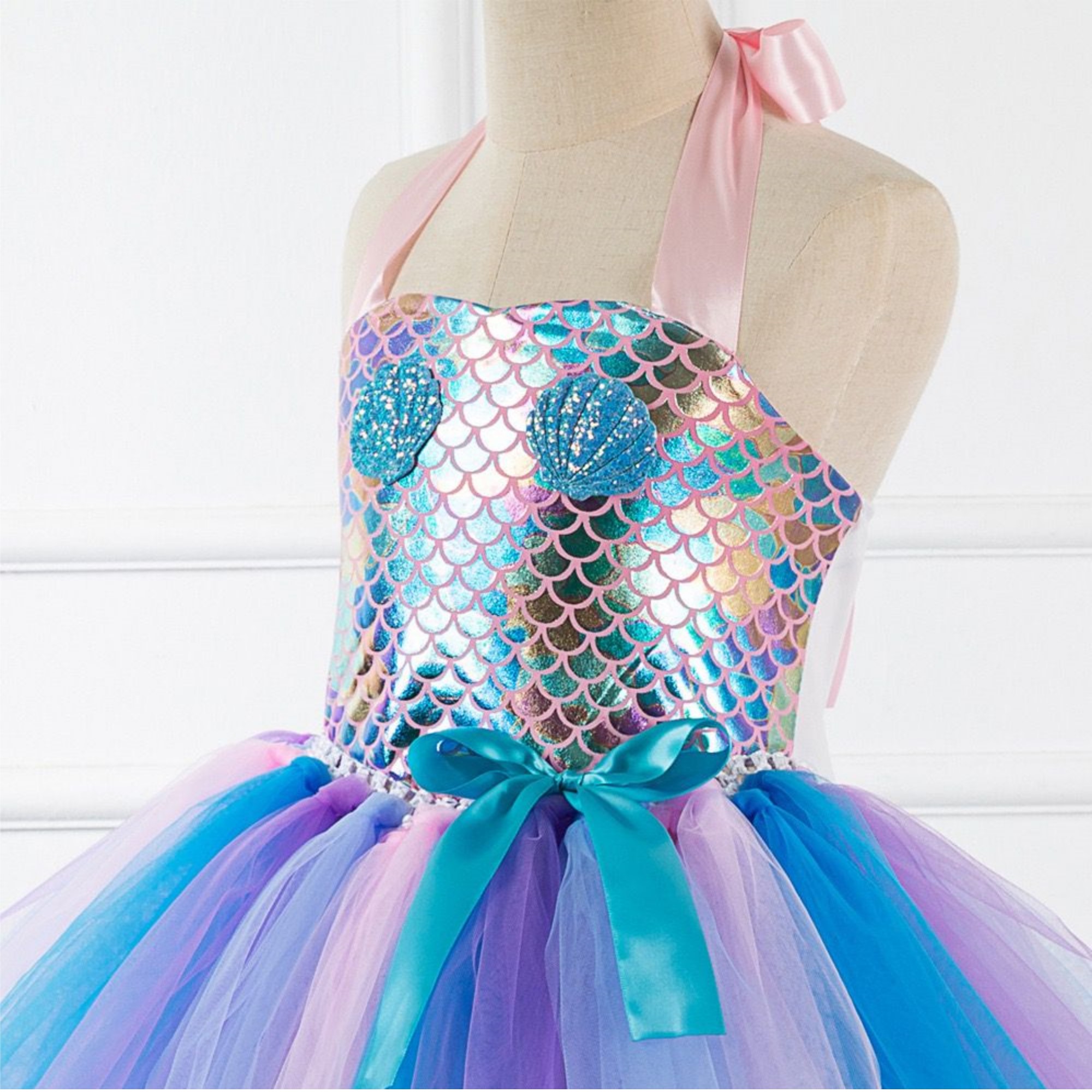 Vestido de Sirena con Diadema tipo Tutu Niña Disfraz Princesa SIRENA