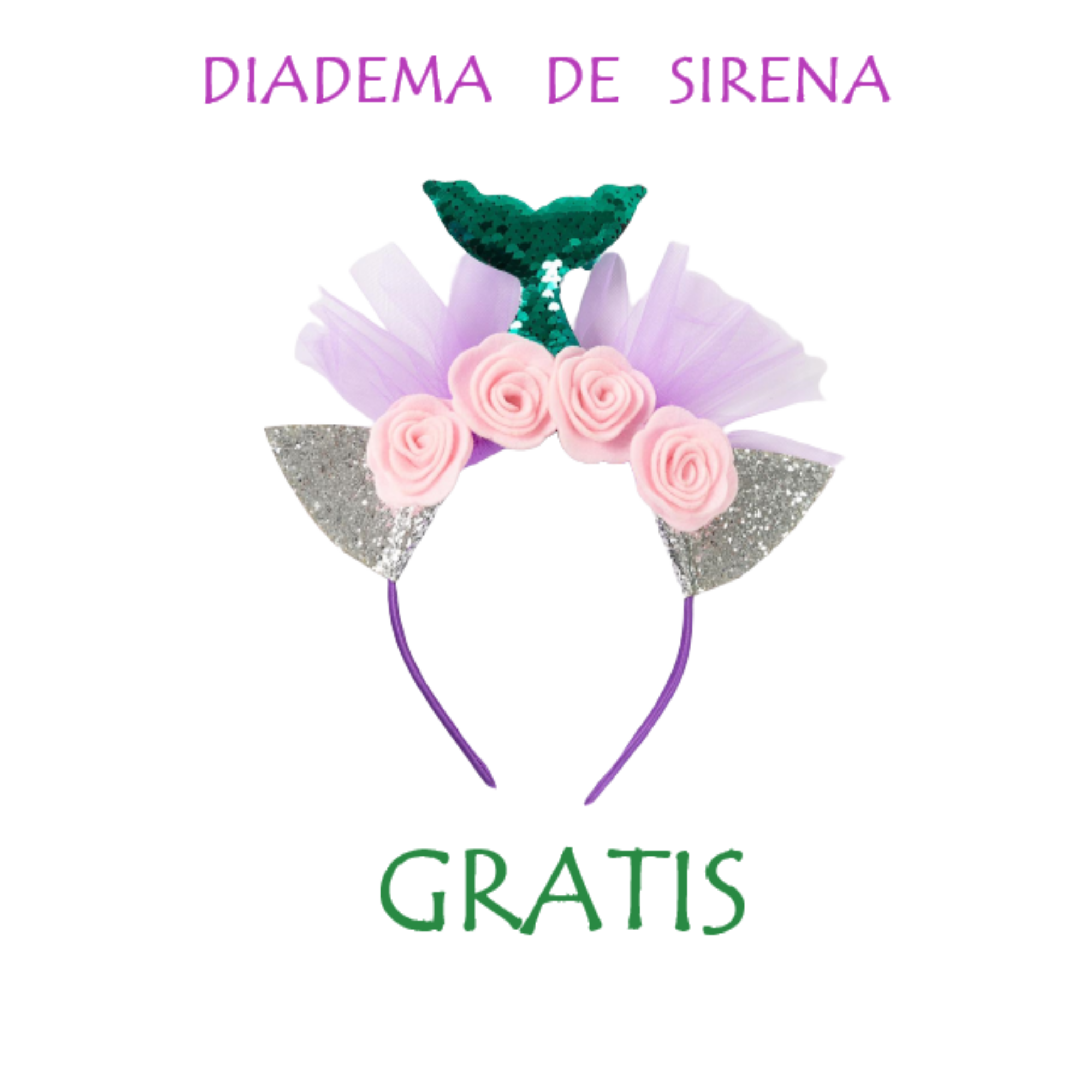 Vestido de Sirena con Diadema tipo Tutu Niña Disfraz Princesa SIRENA