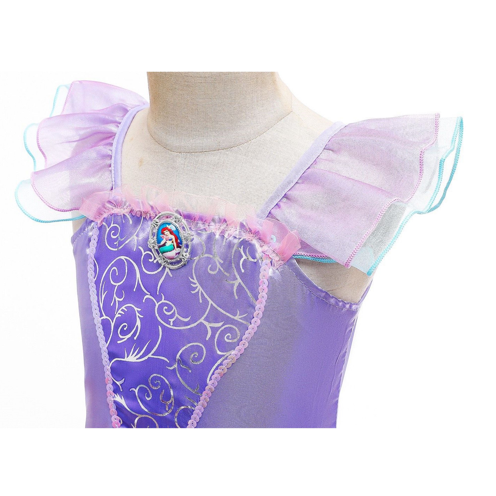 Vestido para Niña de Princesa SIRENA Disfraz Sirena Con Diadema 