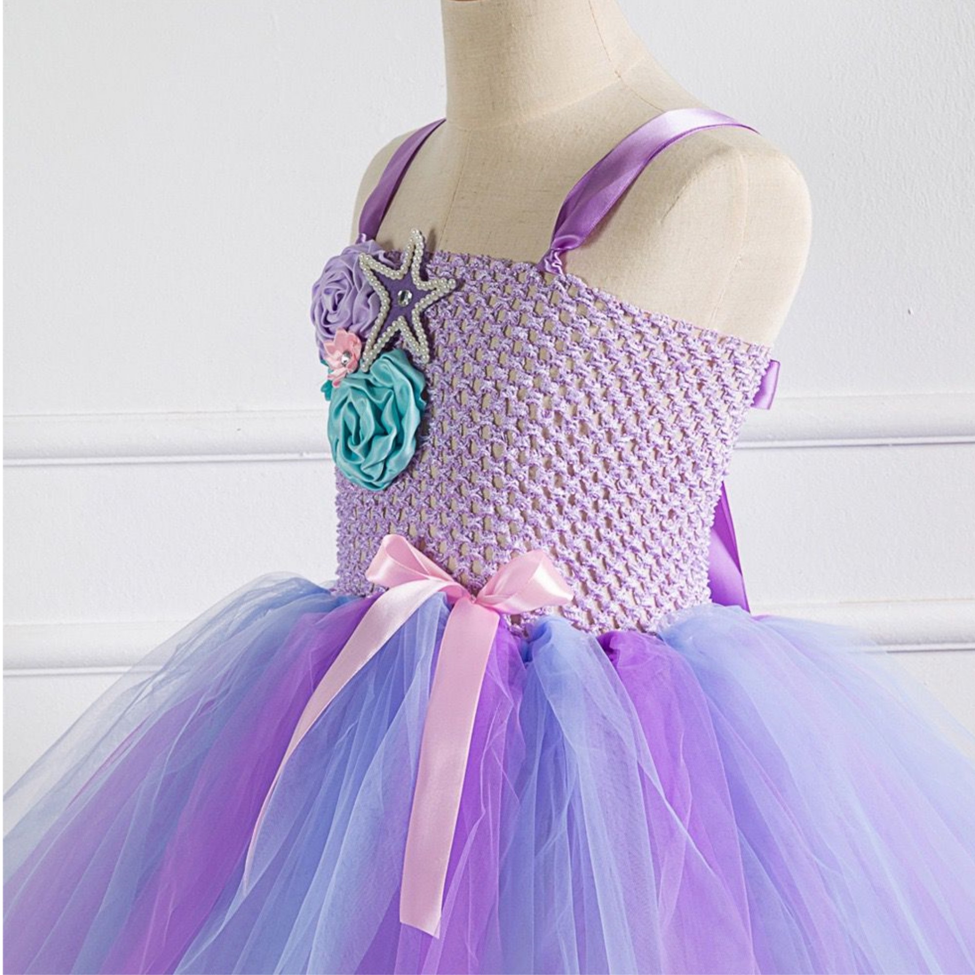 Vestido Lila de Tutu con Diadema de Sirena Disfraz de Princesa SIRENA