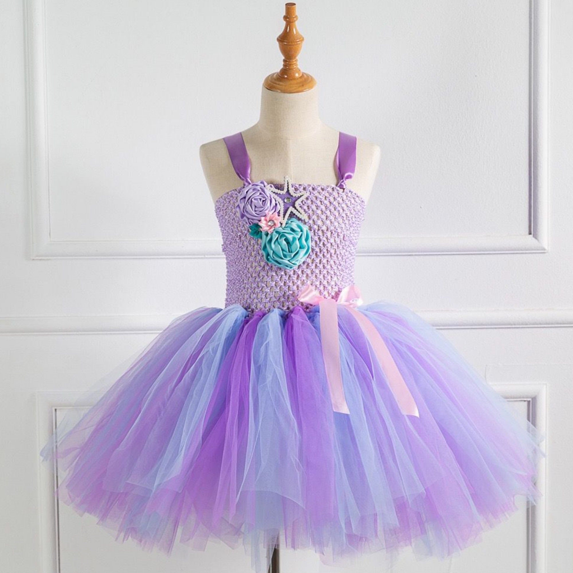 Vestido Lila de Tutu con Diadema de Sirena Disfraz de Princesa SIRENA