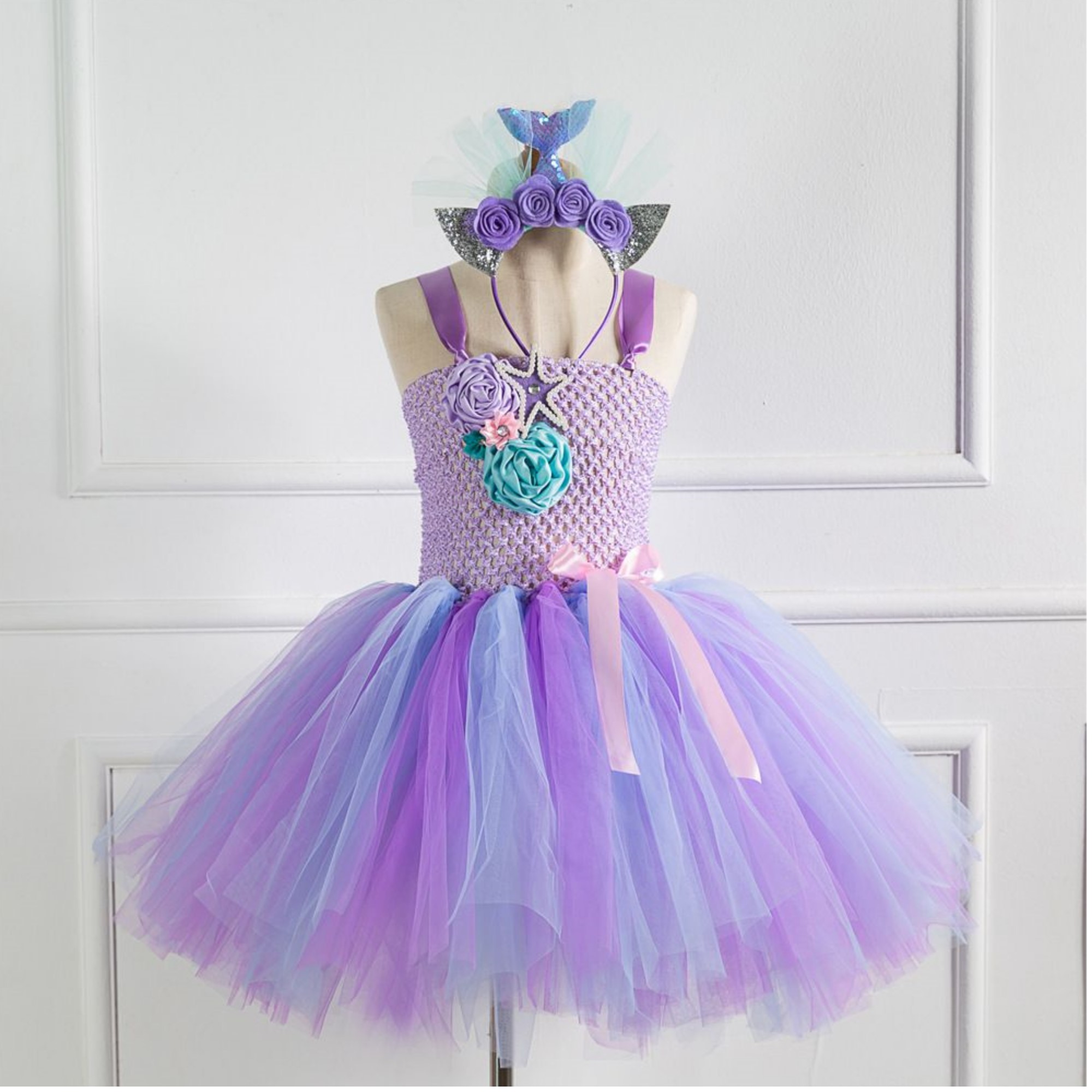 Vestido Lila de Tutu con Diadema de Sirena Disfraz de Princesa SIRENA