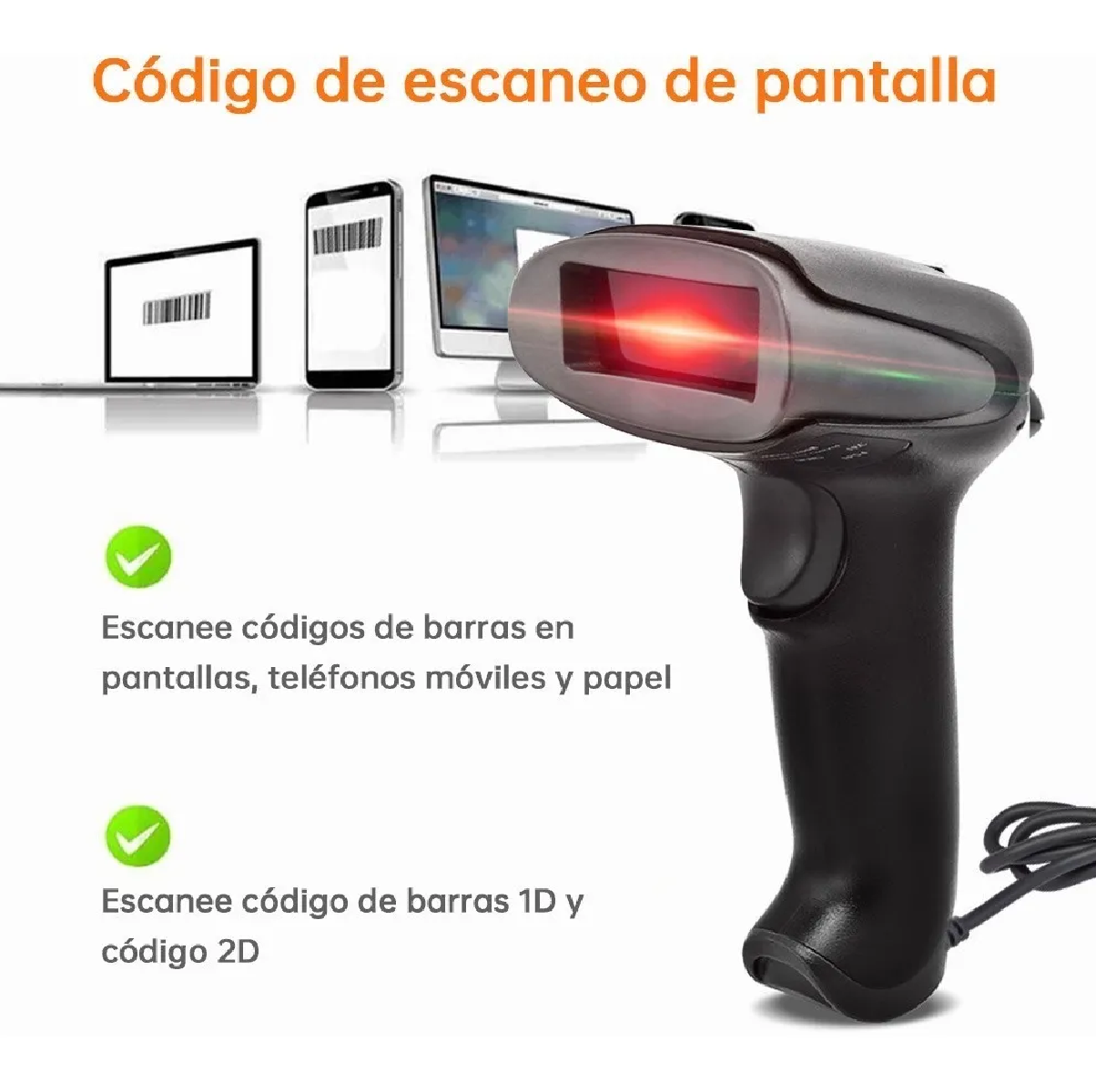 Lector Codigo De Barras Láser Usb Cableado 1.7m