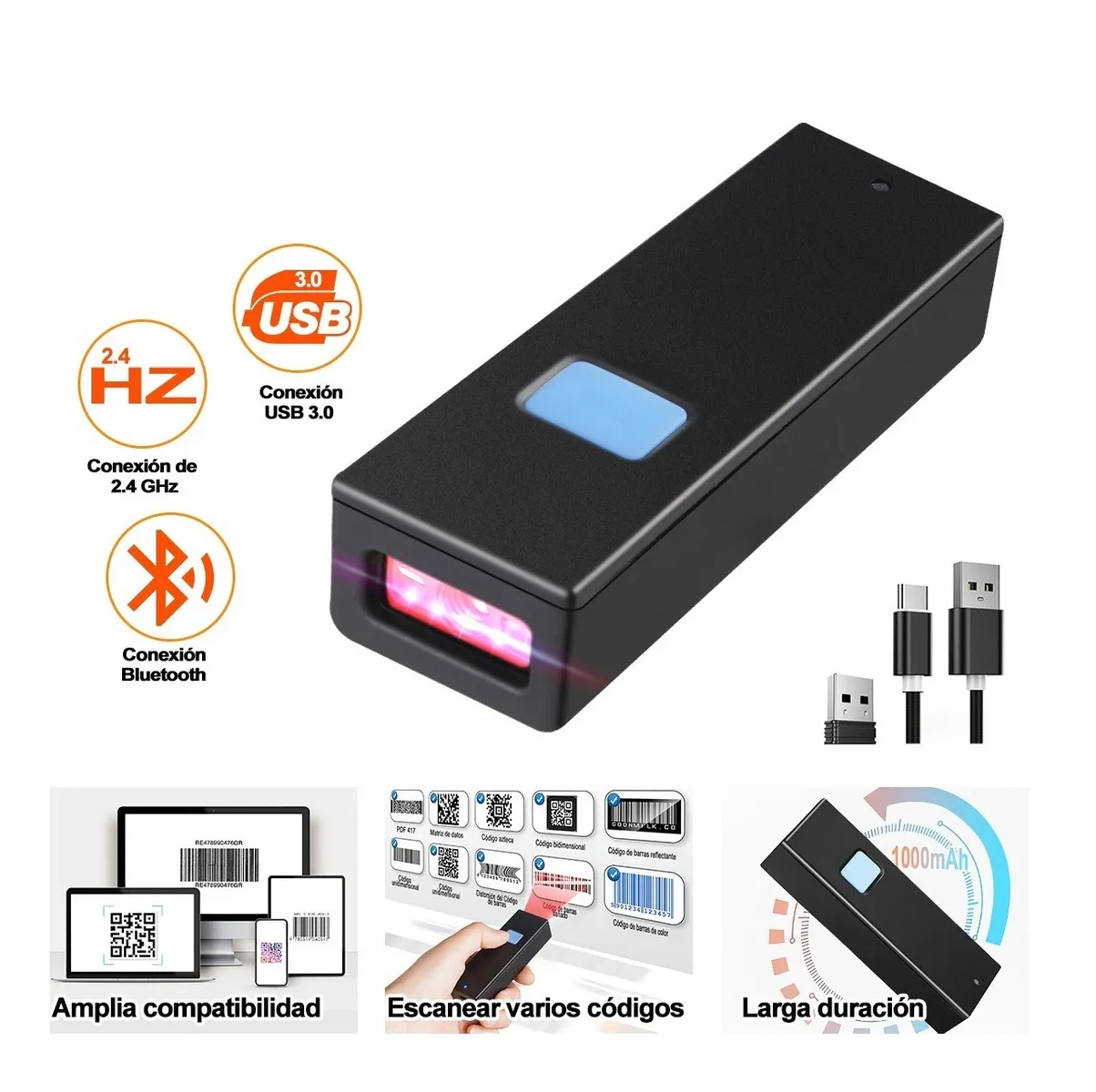 Escáner Portátil 3 En 1 Inalámbrico Bluetooth Mini 1d/2d/qr
