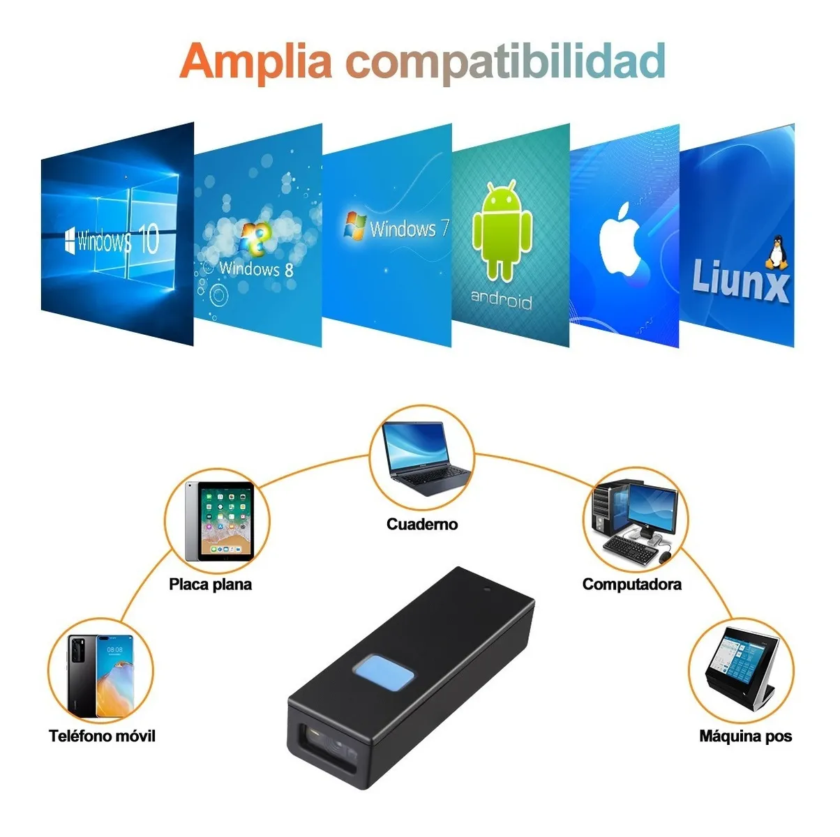 Escáner Portátil 3 En 1 Inalámbrico Bluetooth Mini 1d/2d/qr