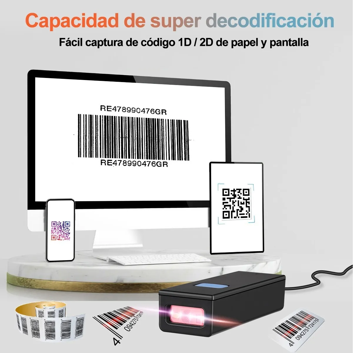 Escáner Portátil 3 En 1 Inalámbrico Bluetooth Mini 1d/2d/qr