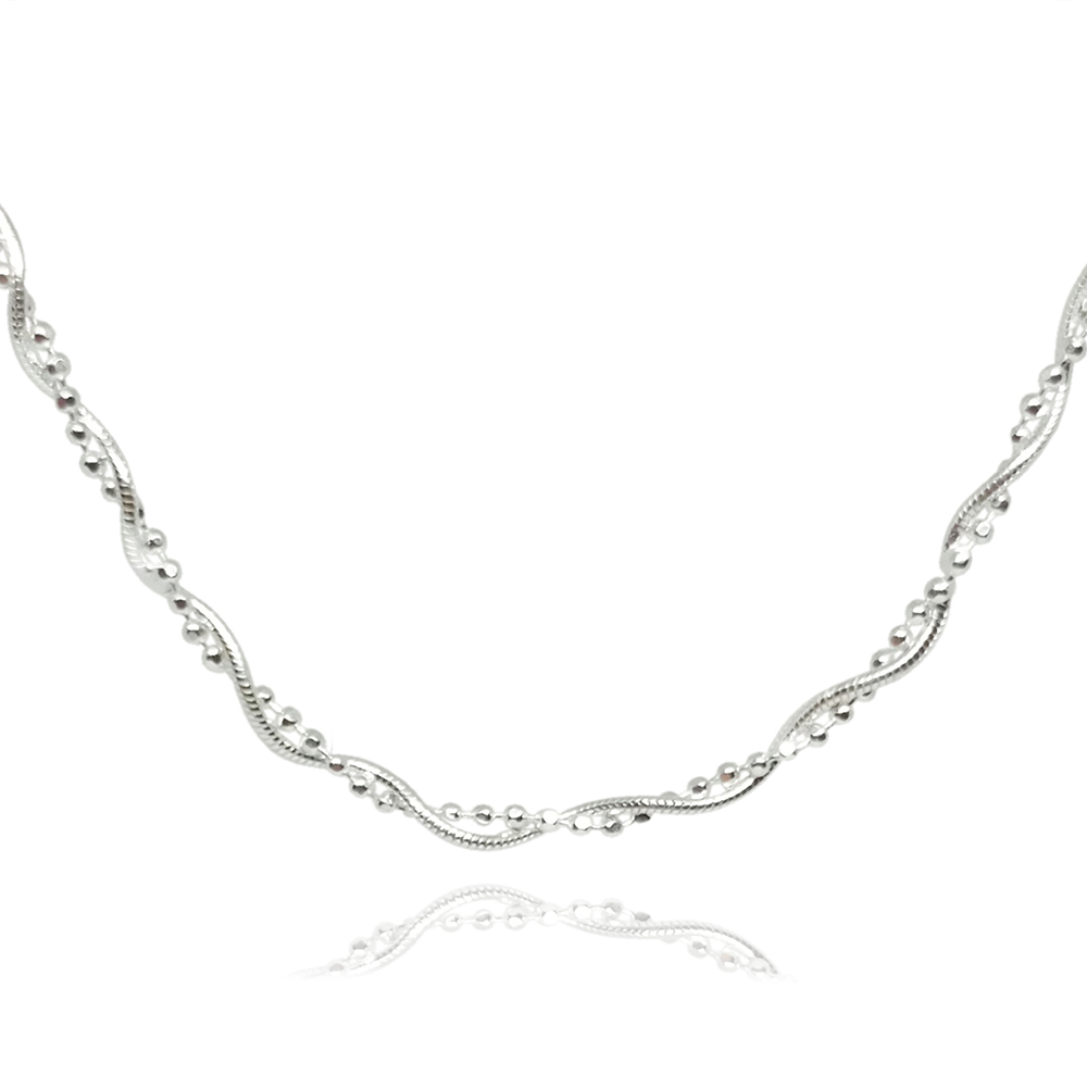 Collar de cadena trenzada con bolitas plata .925, Joyería para Mujer de Anante Joyería