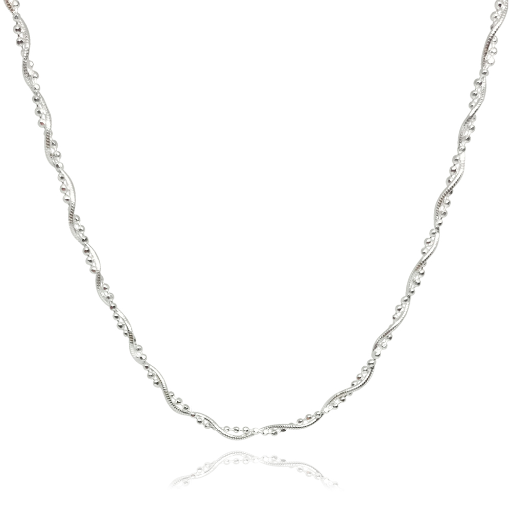 Collar de cadena trenzada con bolitas plata .925, Joyería para Mujer de Anante Joyería