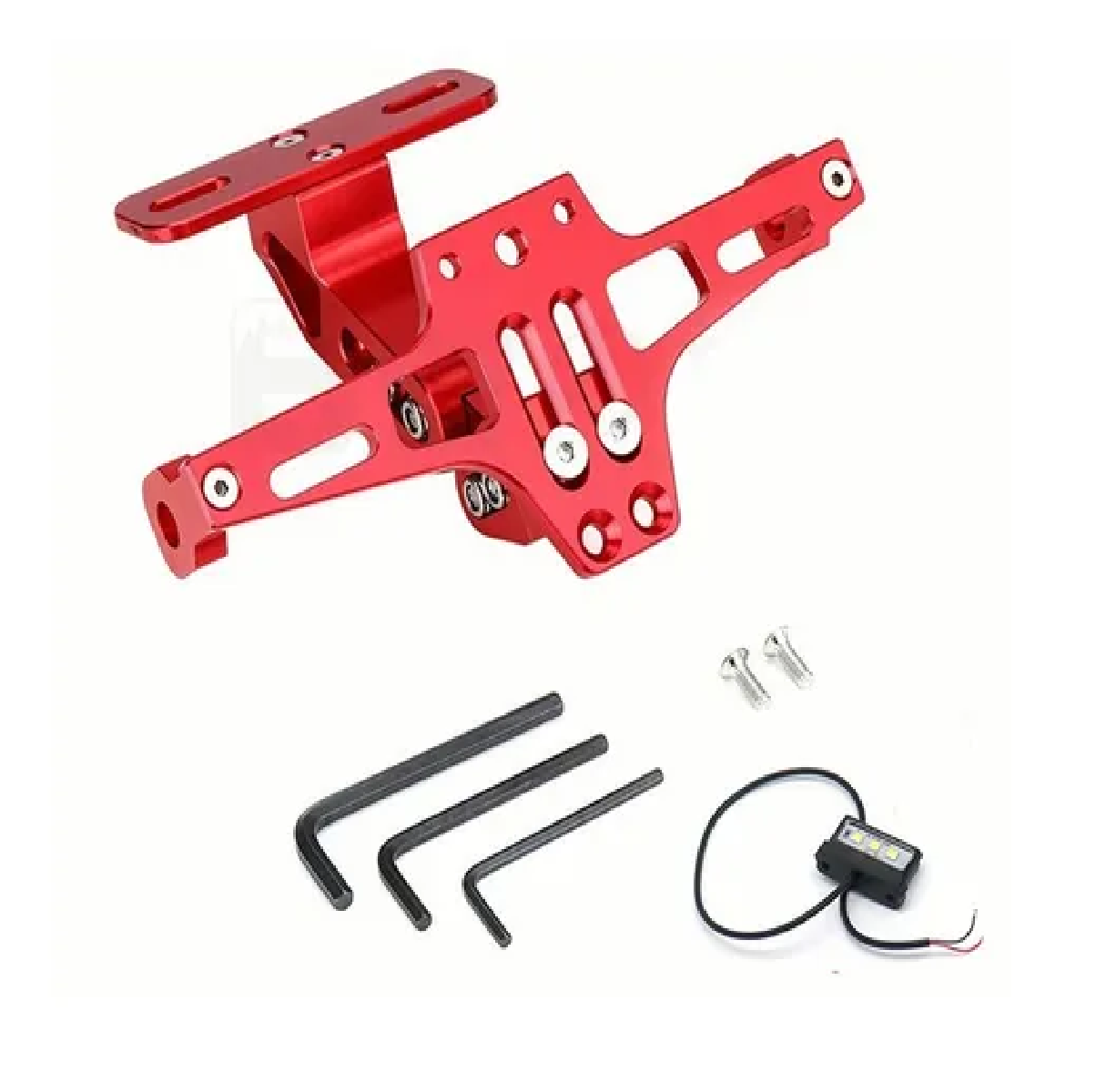 Porta Placa Universal Para Moto Ajustable Con Luz Led R6 Ns Rojo