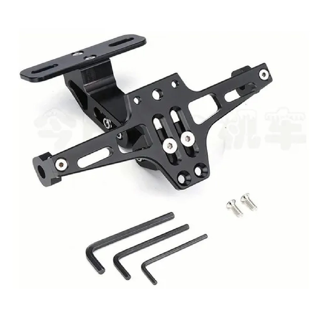 Porta Placa Universal Para Moto Ajustable Con Luz Led R6 Ns Negro