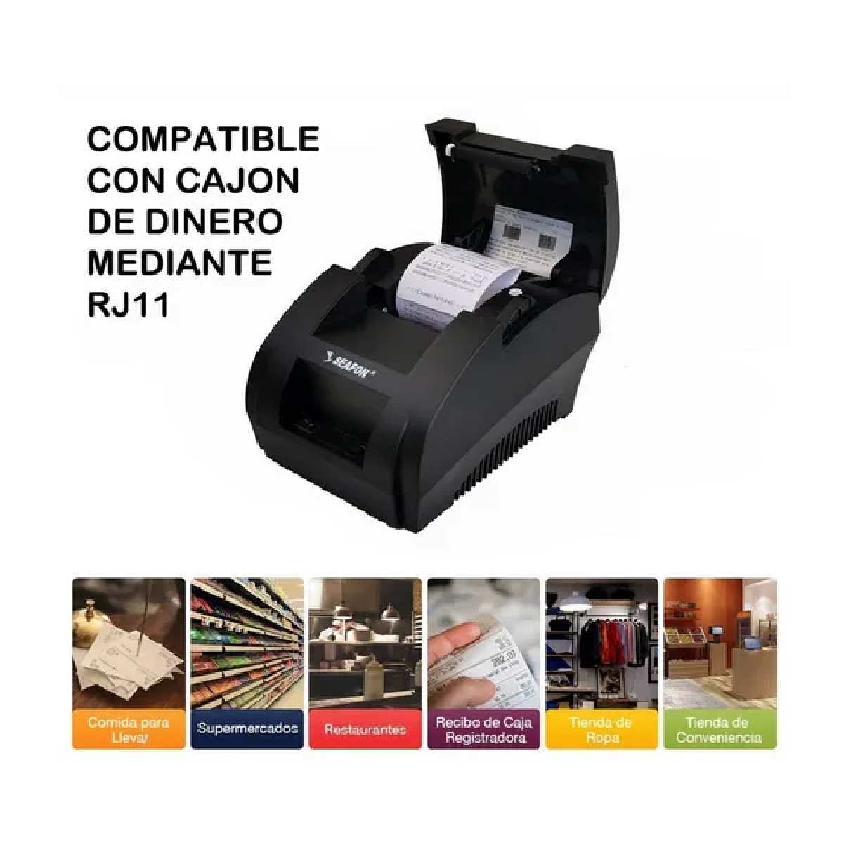 Impresora Termica Tickets Usb 58mm Punto De Venta + 5 Rollos