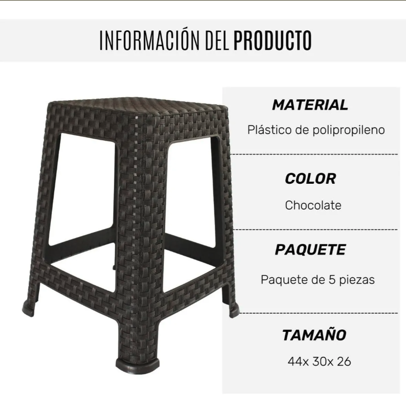 5 Bancos De Plástico Tipo Rattan Resistibles Para Negocios