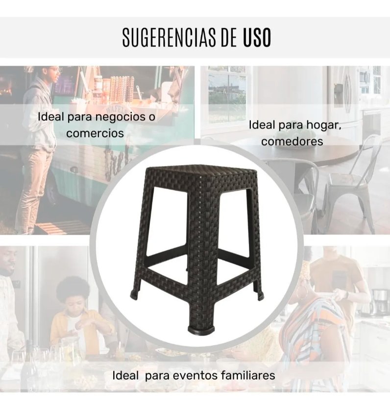 5 Bancos De Plástico Tipo Rattan Resistibles Para Negocios