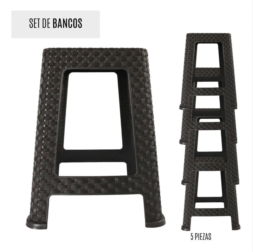 5 Bancos De Plástico Tipo Rattan Resistibles Para Negocios
