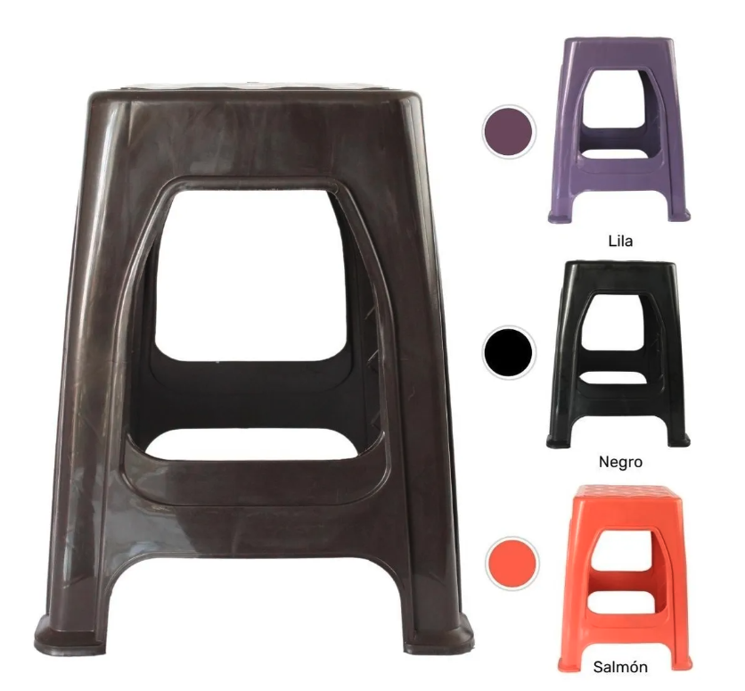 Kit 5 Piezas Banco Plástico Liso Multiusos Resistente Confot