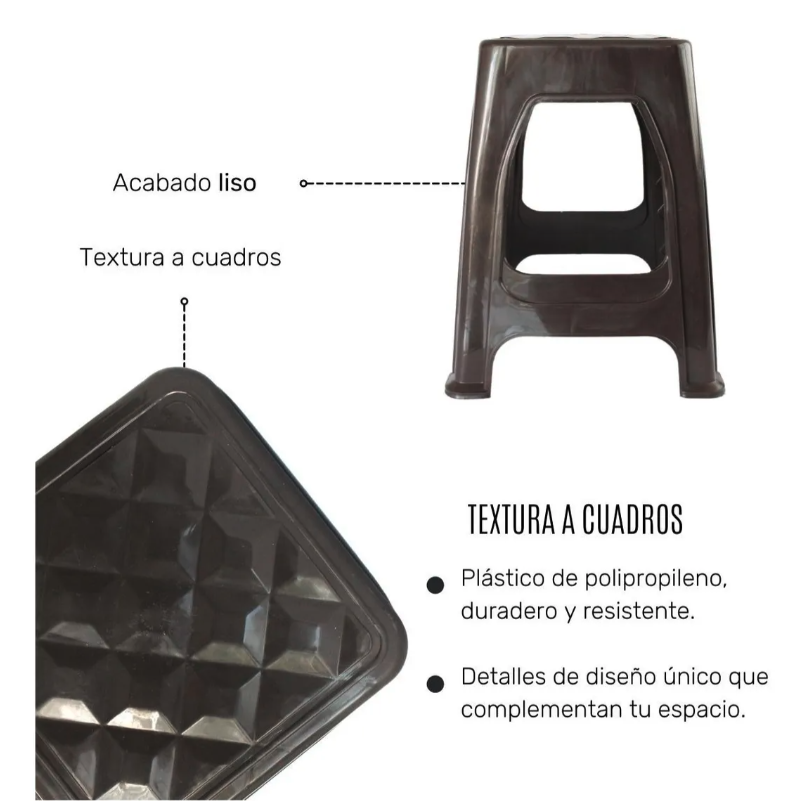 Kit 5 Piezas Banco Plástico Liso Multiusos Resistente Confot