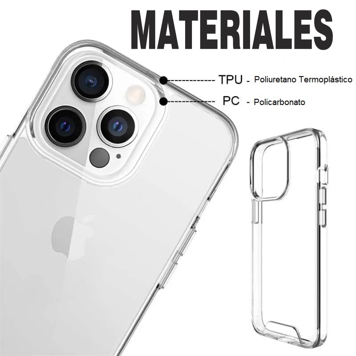 Funda Transparente para iPhone 13 Pro Max de 6/7" Compatible con Carga Inalambrica, Protector de Uso Rudo a Prueba de Golpes