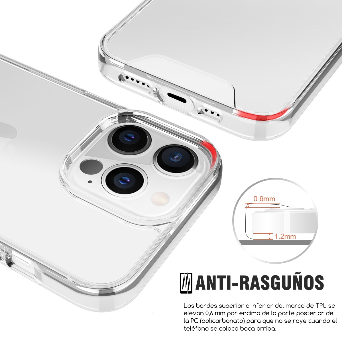 Funda Transparente para iPhone 12 Pro Max Protector de Uso Rudo a Prueba de Golpes