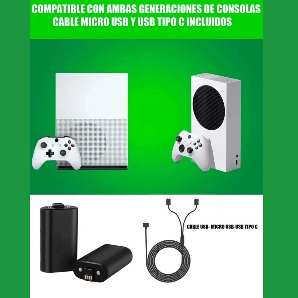 Kit de bateria recargable para control de videojuegos Xbox One Gadgets&Fun 2800 mAh compatible con Xbox one, Xbox one x y Xbox one S