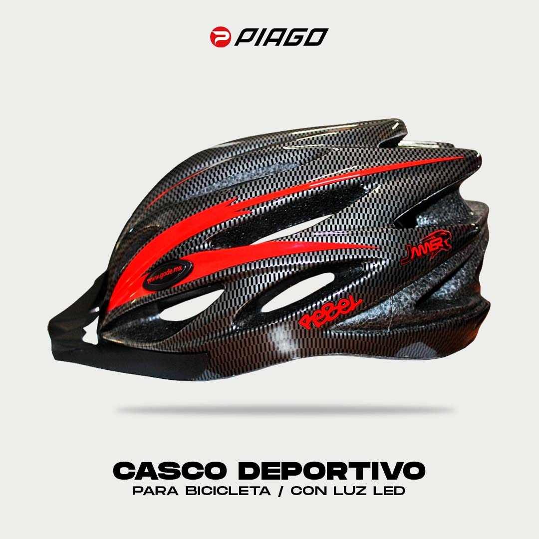 Casco Bicicleta Montaña Ciclismo Ajustable Luz Led Unitalla Negro con línea Roja