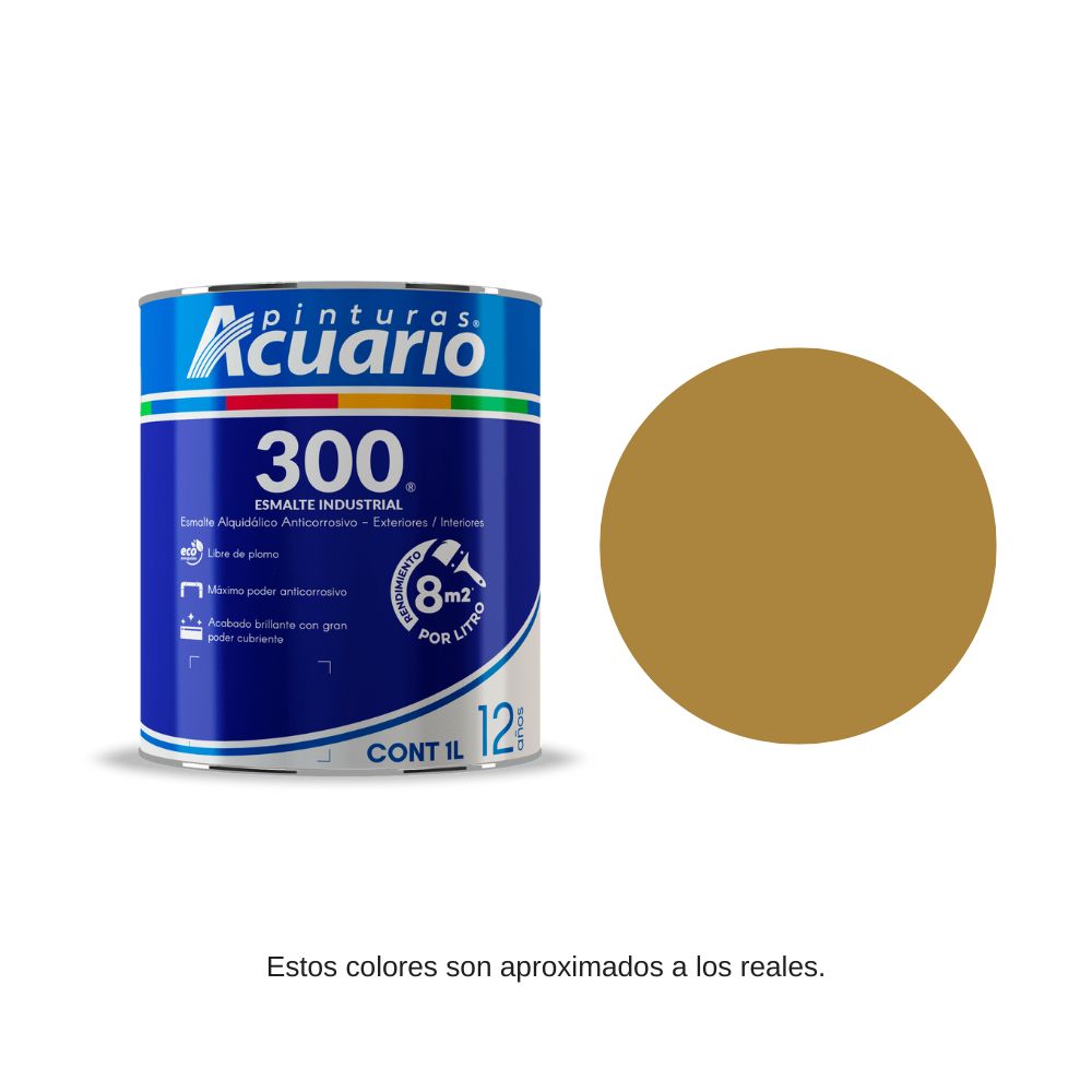 Pintura Esmalte 300 Color Amarillo Ocre Acuario 1 Lt EA31510