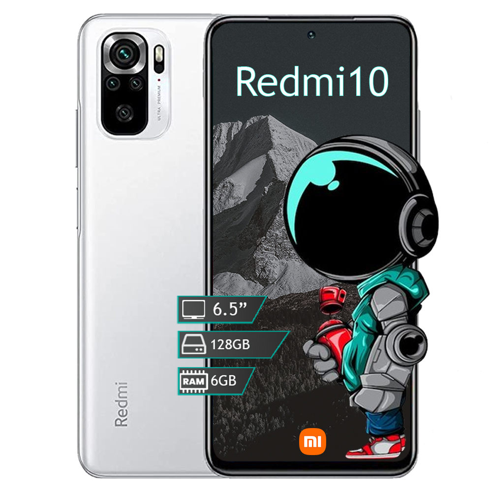 Celular Xiaomi Redmi 10 Blanco Ram 6GB Almacenamiento 128GB Dual Sim