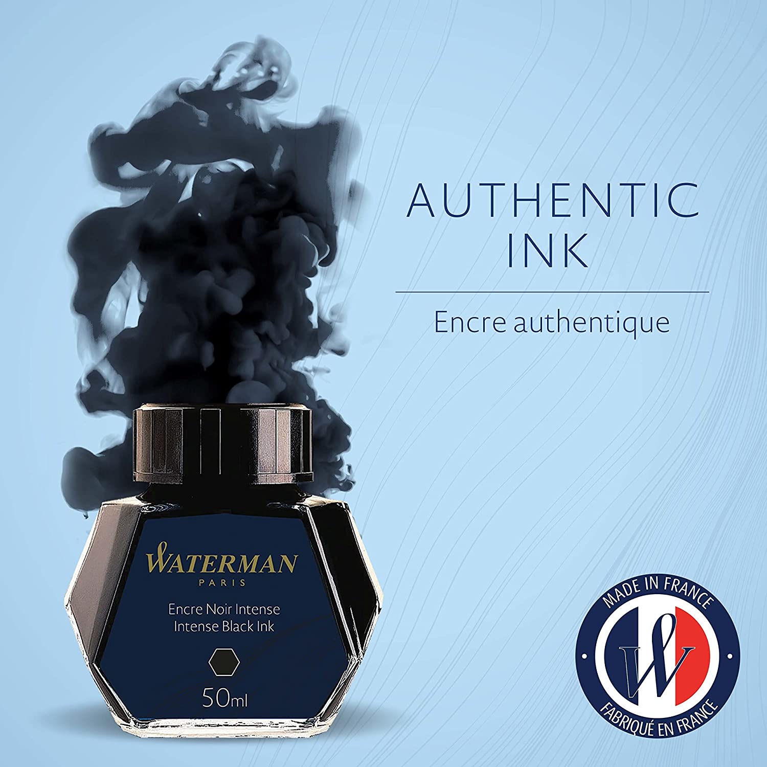 Waterman Botella de tinta para plumas estilográficas, 50 ml, Botella de tinta, Negro intenso,