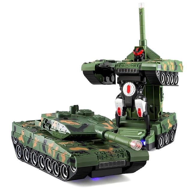Tanque De Guerra Robot Transformable Radio Control Niños Verde Oscuro
