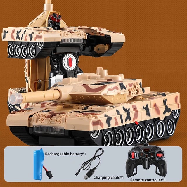 Tanque De Guerra Robot Transformable Radio Control Niños Verde Oscuro