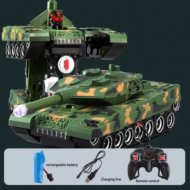 Tanque De Guerra Robot Transformable Radio Control Niños Verde Oscuro