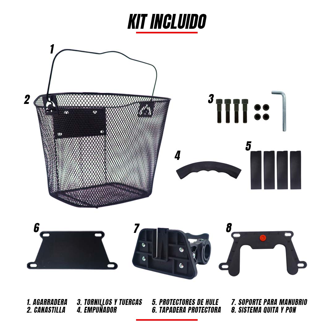 Canasta Canastilla Removible Bicicleta R26 Incluye Soportes Negra