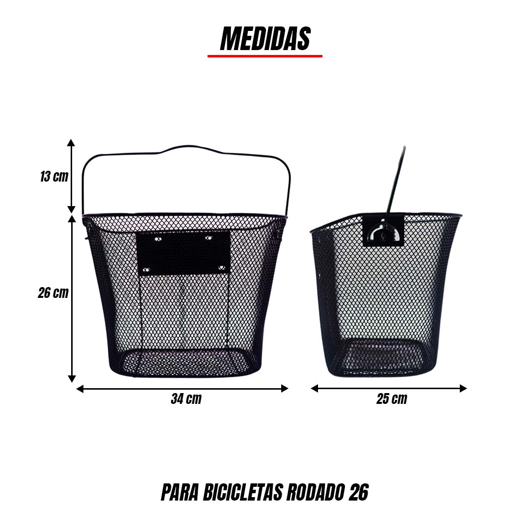 Canasta Canastilla Removible Bicicleta R26 Incluye Soportes Negra