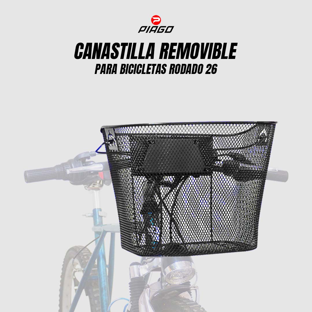 Canasta Canastilla Removible Bicicleta R26 Incluye Soportes Negra