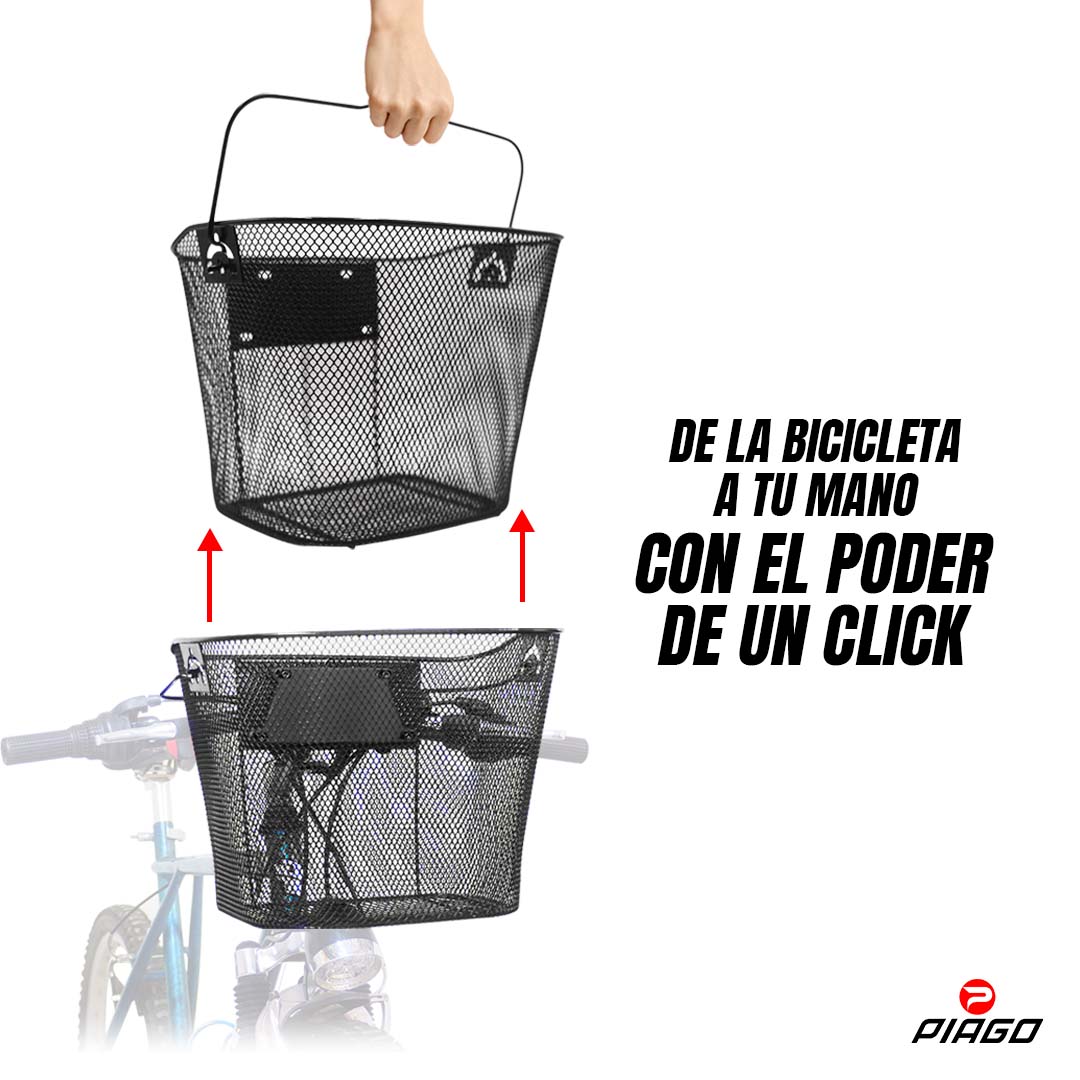 Canasta Canastilla Removible Bicicleta R26 Incluye Soportes Negra