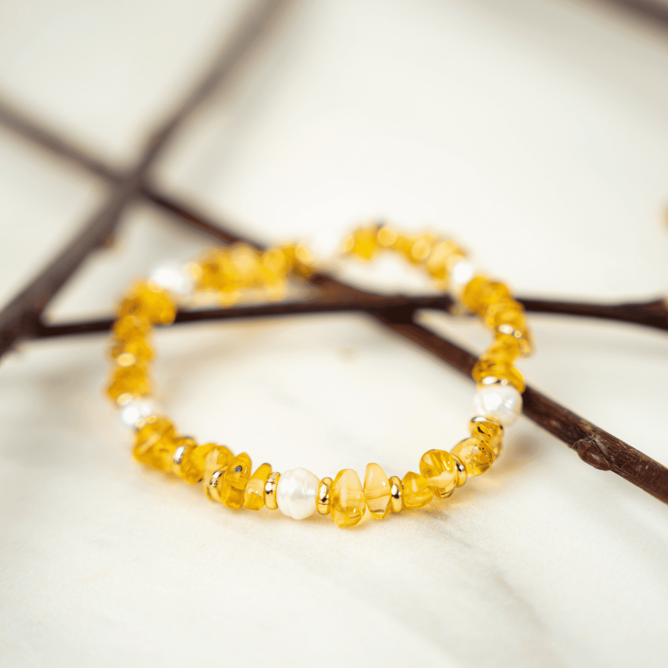 Pulso Ambar Amarillo Y Perla De Rio De Dama