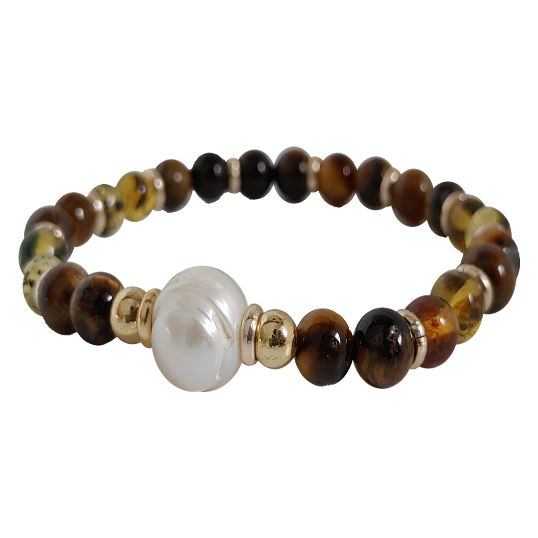 Pulso Ambar Amarillo Y Ojo De Tigre De Dama