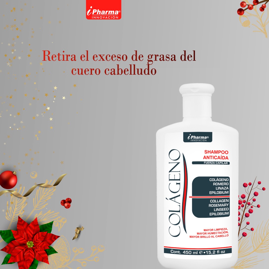 Shampoo anticaída con Colágeno, Romero y Linaza 450 ml.