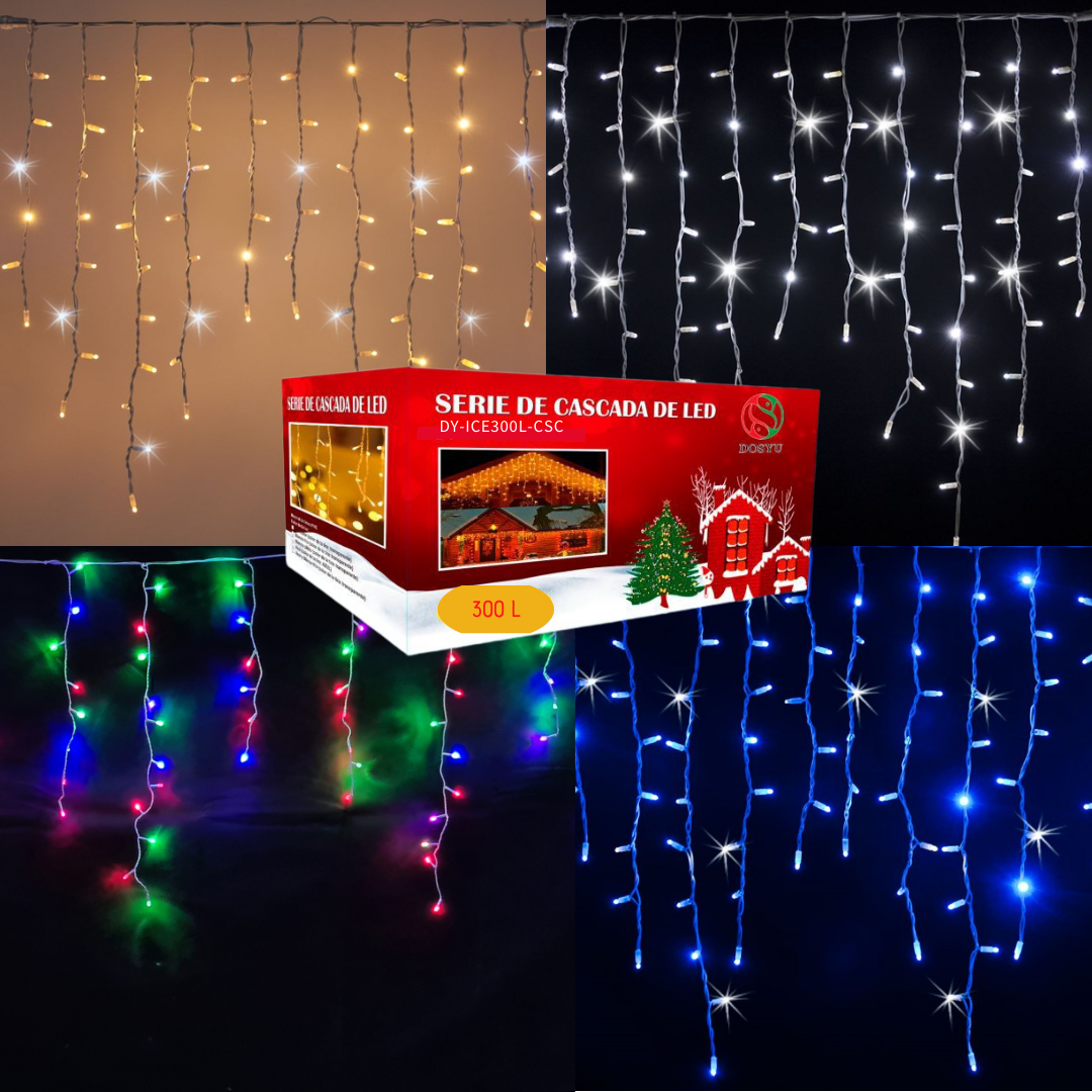 Serie Cascada Navideña 300 focos 6 metros DOSYU 