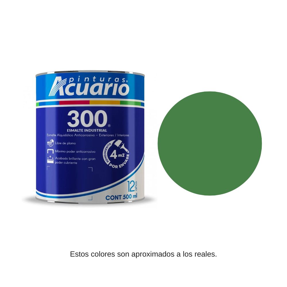Pintura Esmalte 300 Color Verde Acuario 500 Ml EA34105