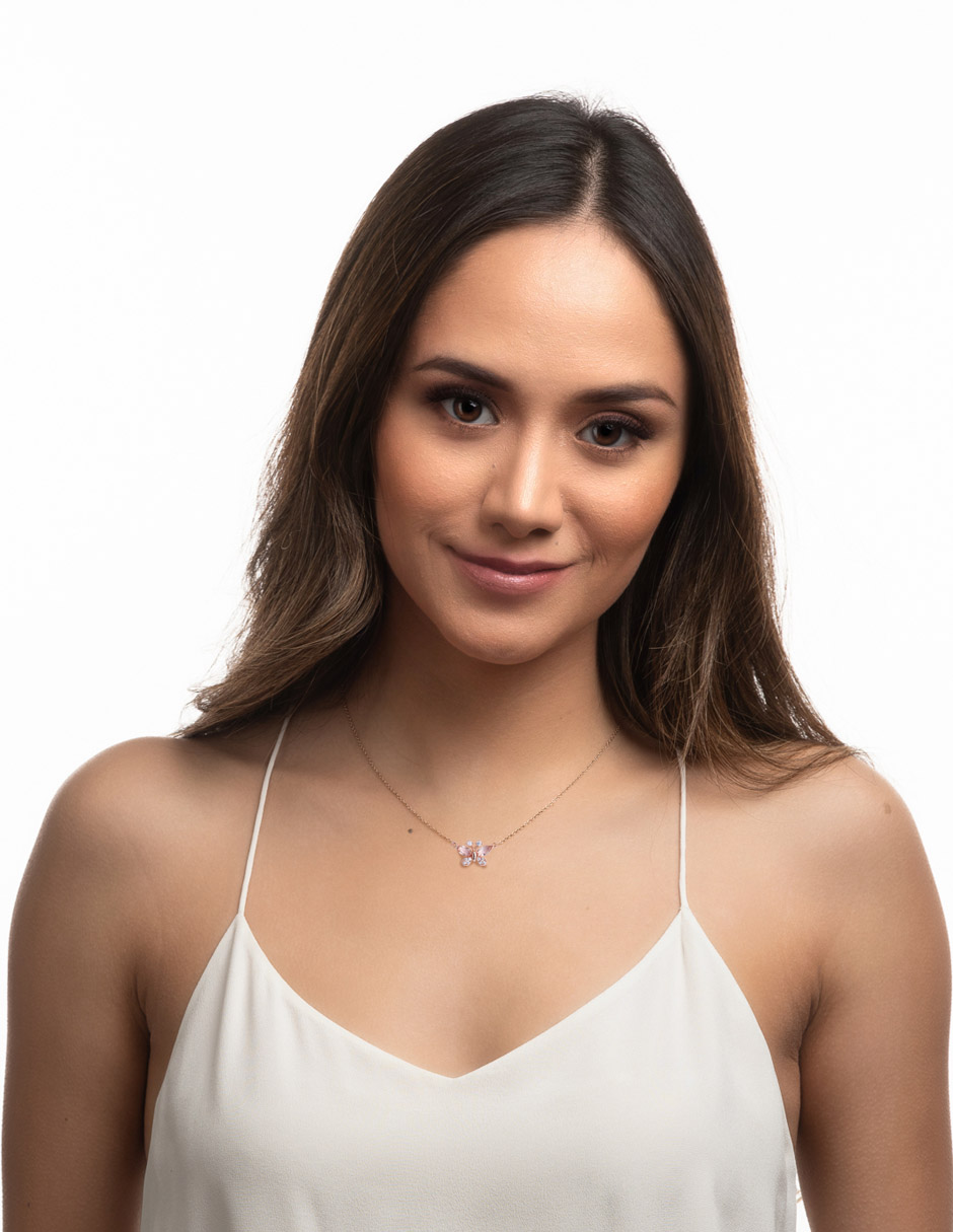 LuckyLy Collar para Mujer de Mariposa con Cristal y Zirconia Cúbica , Cadena y Dije con Baño de Oro Rosa 14k - Modelo Gina