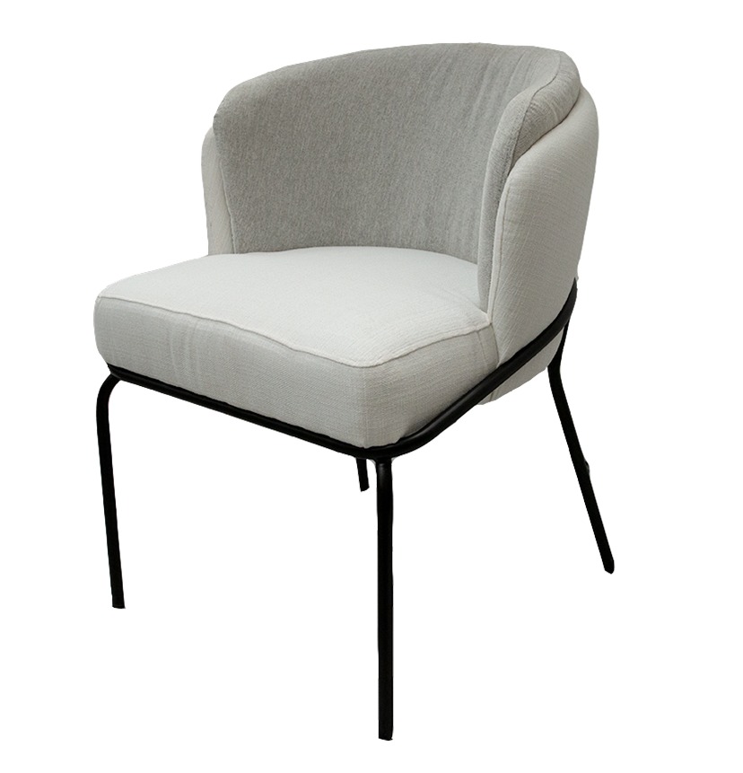 Silla Magdalena con doble respaldo en textil respaldo interior gris, asient y respaldo interior blanco 