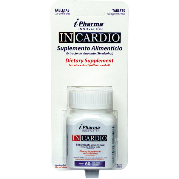 Resveratrol y polifenoles alta concentración INCARDIO, auxiliar para disminuir triglicéridos y colesterol.