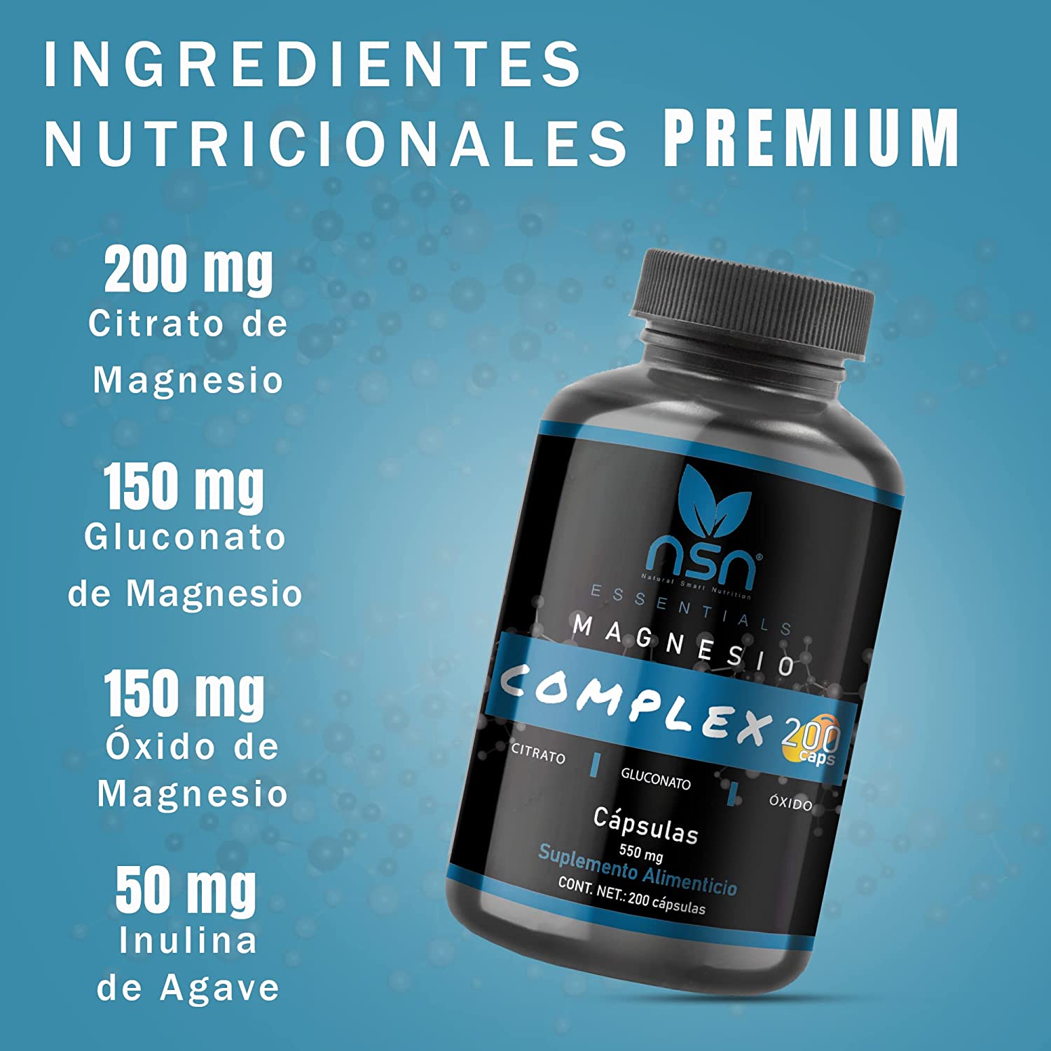 Magnesio Complex 200 cápsulas